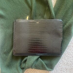Mango Black Croc-Pattern Laptop Bag